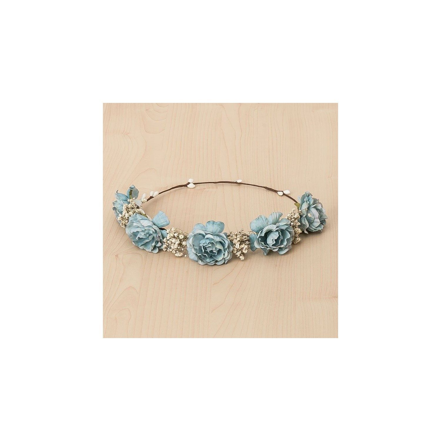 Couronne de fleurs - 5 Roses - bleu