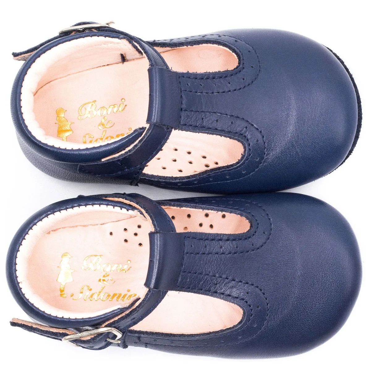 Boni Johan II - chausson bébé cuir - bleu marine