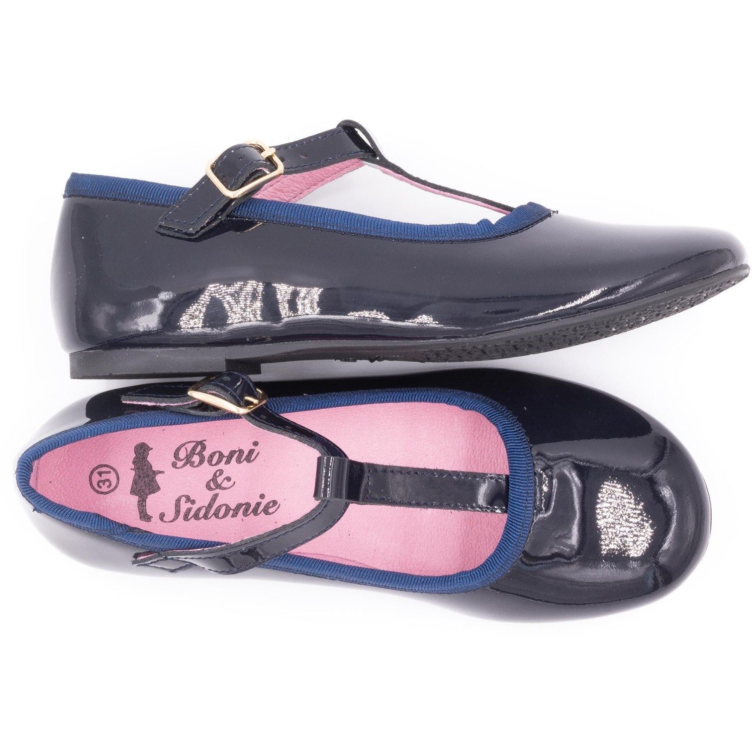 Boni Aurore - chaussures salomé verni - bleu marine